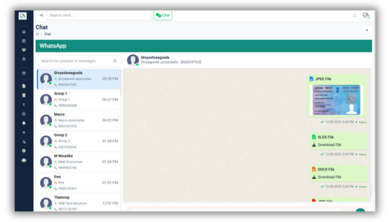 WhatsApp integration screen